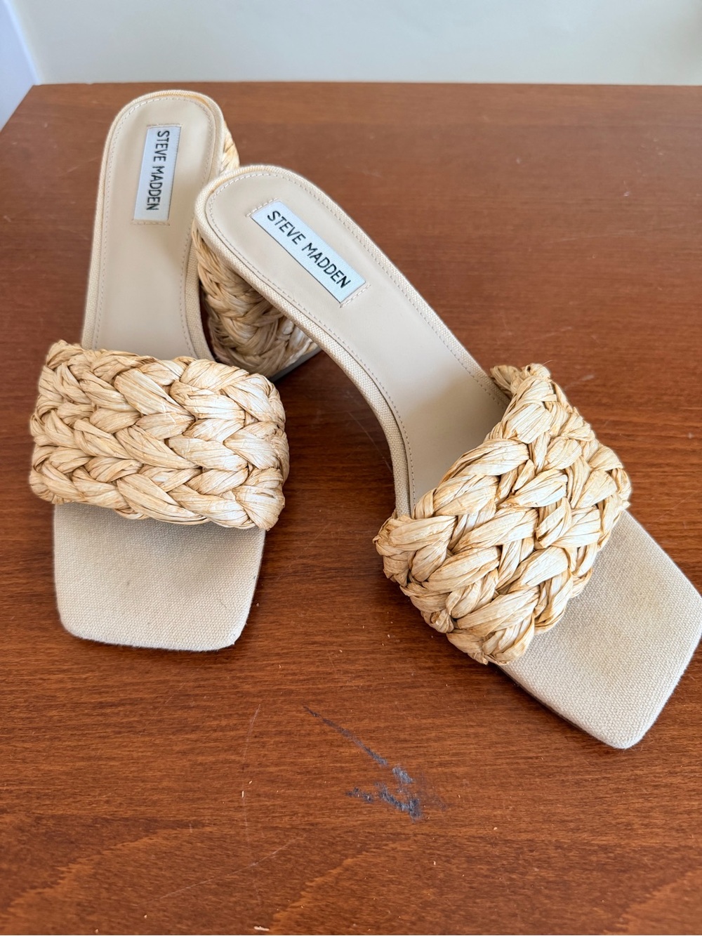 Steve Madden Natural Braided Slide Sandals